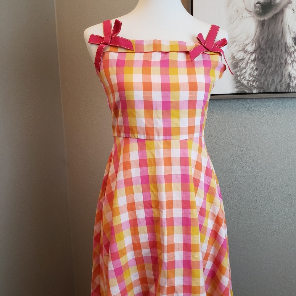 Vintage Pink and Yellow Checkered Sun Dress